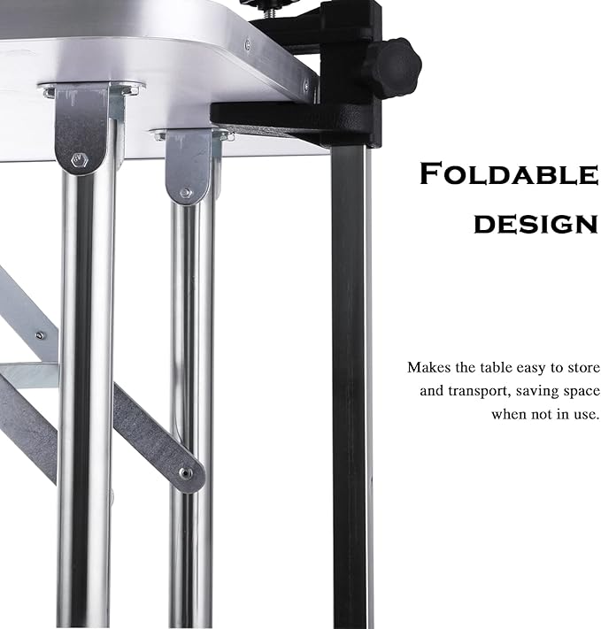 SoarFlash Pet Dog Grooming Table Foldable,Heavy Duty Foldable Pet Grooming Table with Arm & Noose & Mesh Tray, Maximum Capacity Up to 330lbs, 42inch, Blue