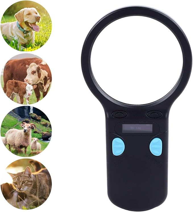 Sorandy Animal Chip Reader, Portable Lightweight Pet Handheld Rechargeable ID Tag Scanner with Fast Scanning for 125K 134.2K Pet Chips, Compitable with Small Animal Management