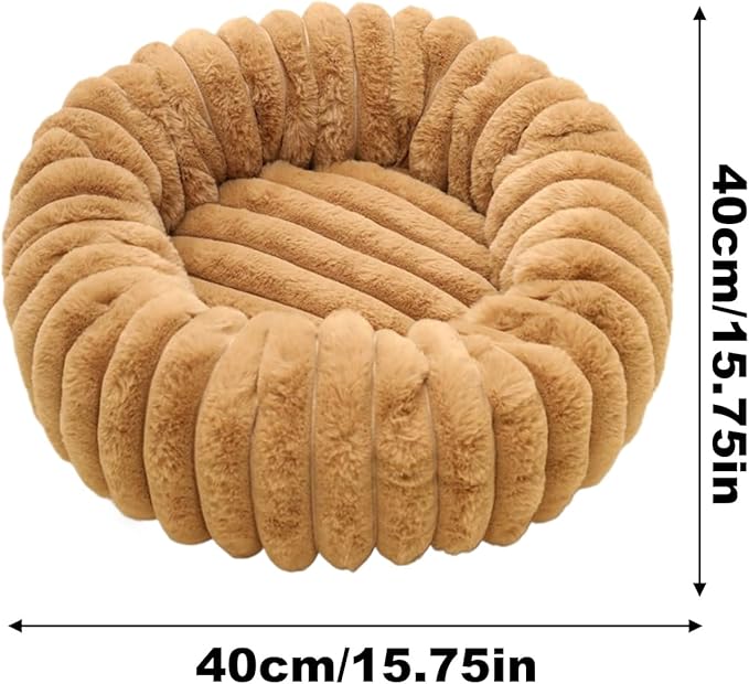 Round Dog Bed, Washable Warm Round Cat Couch, Plush Pet Cushion Non-Slip Pet Furniture for Apartment Travel Corner Home Bedroom Outdoor Offices Indoor Floor Balcony