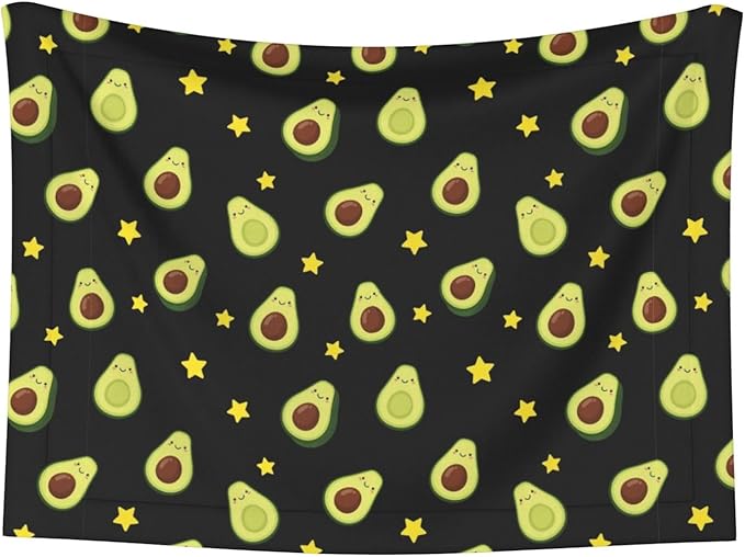 Reversible Pet Blanket for Easy Cleaning Maintenance, Avocado and Star Pattern Black, Double Sided Plush Dot Design Means Double Use Between Washes for Convenience