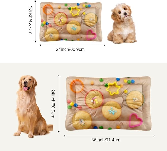 Christmas Muffins Dog Bed Non Slip Waterproof Bottom Personalized Dog Bed Chew Proof Pet Mats Washable Travel Multi Scenario Pet Friendly Furniture 36× 24 Inch