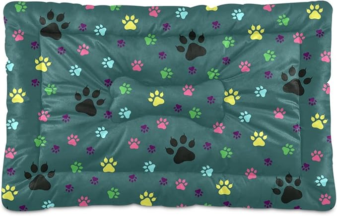 Dog Paw Colorful Pet Bed Cute Dog Bed Mat Absorbing Non Slip Pad Pet Sleeping Mat for Small, Medium, and Large Dogs Puppy Cat 24 in x 18 in