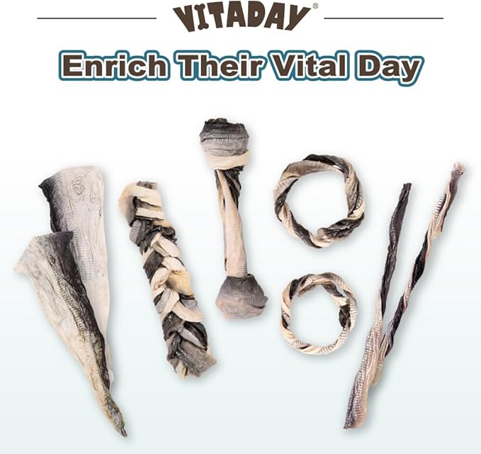 VITADAY Dog Jerky, 100% Fish Skin Dog Treats, Tough Grain-Free Rawhide Alternative, Natural Dog Jerky Treats for, Rich in Collagen & Omega-3, Low Fat, Hypoallergenic, 2.5 oz Pack, Stick