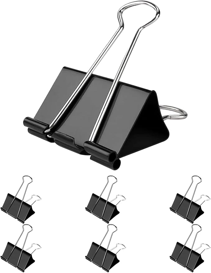Jumbo Binder Clips 3 inch,75mm Width,6 Pack Extra Large Binder Clips for Office,School and Home Organization,Black