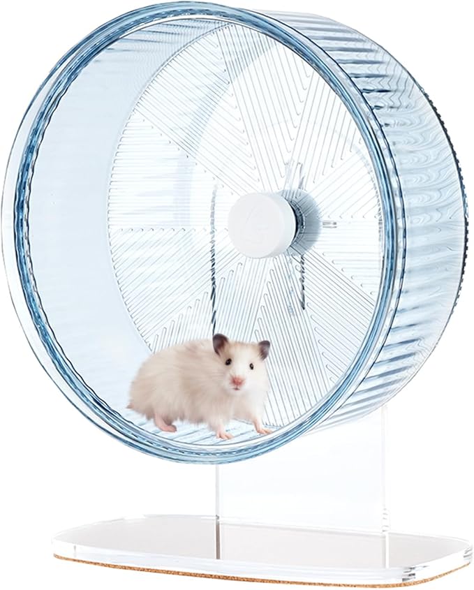 Super-Silent Hamster Exercise Wheel: Silent Spin Toys Hamster Running Wheels with Height Adjustable Stand for Hamsters Gerbils Mice Or Other Small Animals -8.5inch Blue