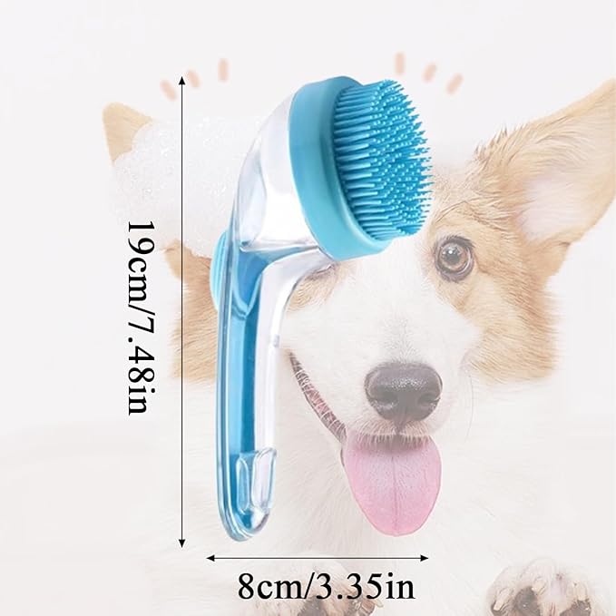 Dog Bath Brush, 2 in 1 Pet Bath Brush Soft Dog Scrubber for Bath with Built-in Shampoo Dispenser for Long Short Haired Dogs Cats Shower