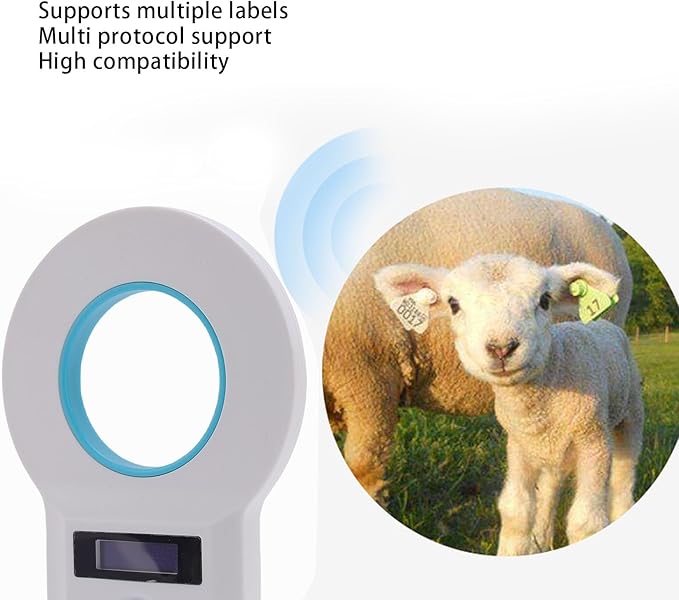 Pet Microchip Scanner, 15 Digits Animal Chip ID Scanner, EMID Microchip Reader with FDX B ISO11784 85 Support, Ideal for Dogs, Cats, Pigs & Animal Identification (White)