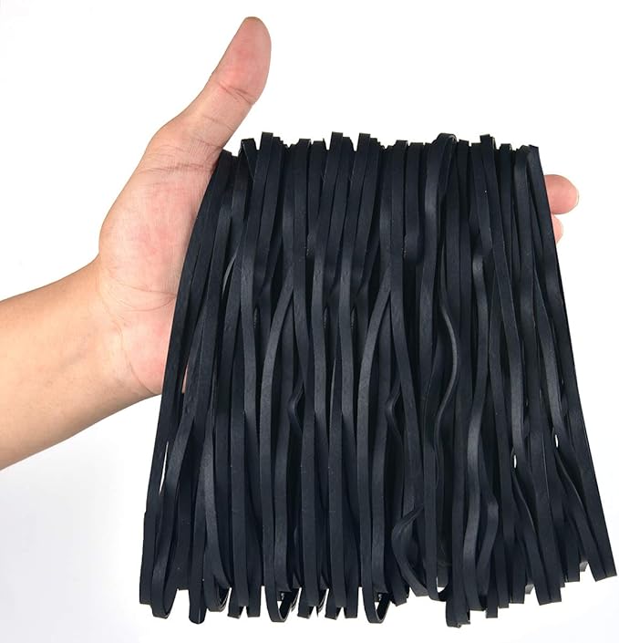Coopay 180 Pieces Large Rubber Bands Bulk, 8 Inches Heavy Duty Strong Elastic Bands for Office Supply School Home, Securing Trash Can Garbage Cans, File Folders (Black)