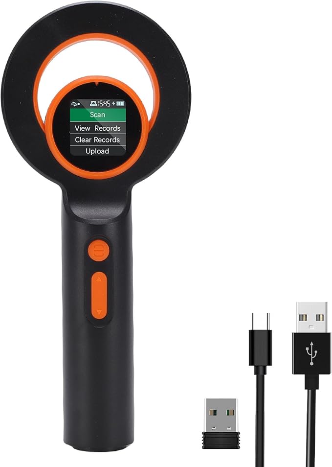 Pet Microchip Scanner, Portable Chip Reader 1.44 Inch TFT Screen Animal Microchip Scanner Support EMID FDX B Tag 240 Tag Data Storage 2.4GHz Wireless BT USB Connection