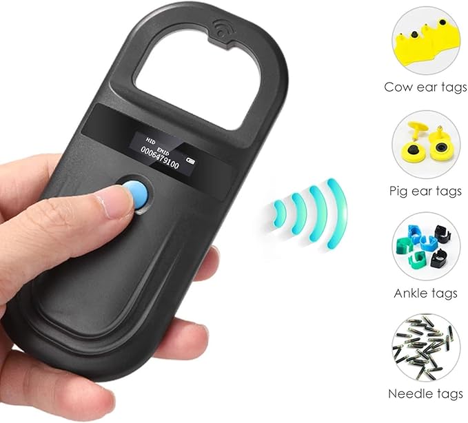 Pet Microchip Scanner, USB Interface Dual Frequency Animal Chip Scanner, Microchip Reader with Rechargeable Battery and Compact Design for Dogs, Cats, Pigs (Black)