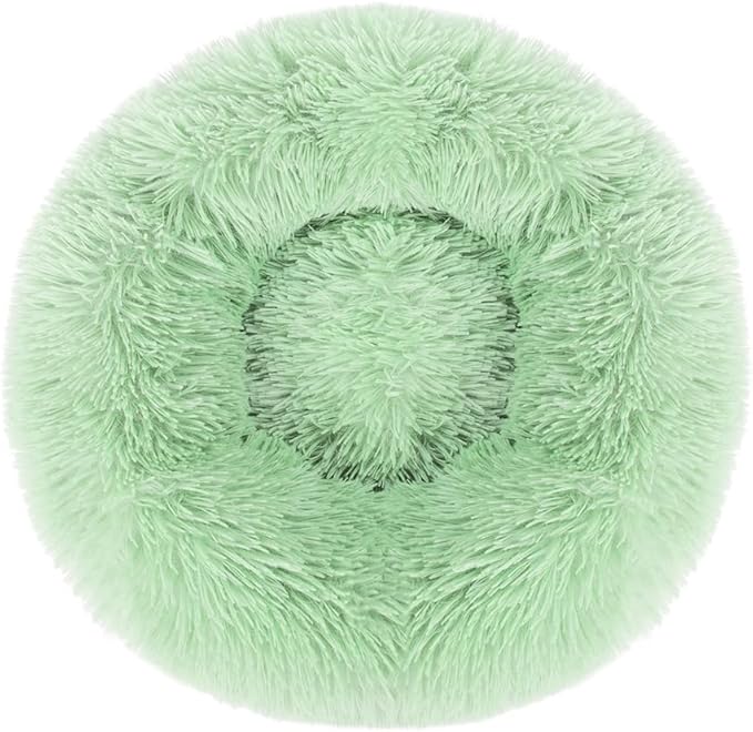 otoez Kitten Puppy Bed Extra Small XS Round Dog Cat Beds Anti Anxiety Plush Pet Calming Donut Bed with Non-Slip Waterproof Bottom, Washable (15.7",Teal)