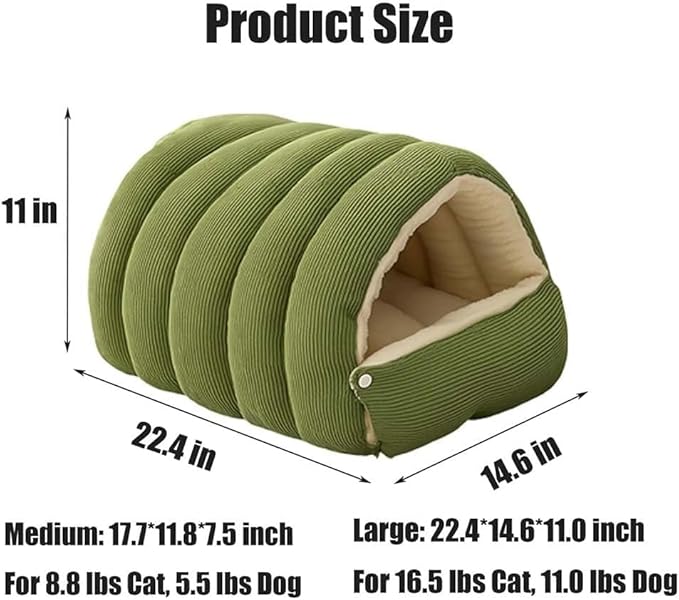 CutyPet Winter Cave,Warmth Cozy Comfort Plush Pet Cave,Cute Cozy Safe Hideaway Cat Bed with Removable Cushion,Warm Soft Removable Washable for Cats and Dogs (Black Plaid, L:25.59 * 15.74 * 11.02 in)