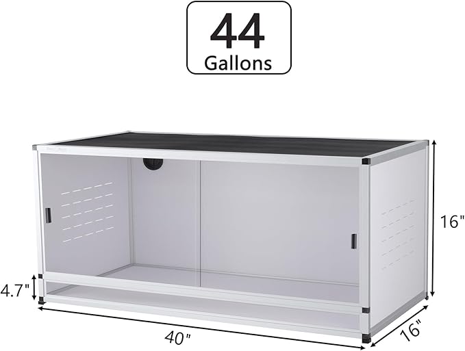 PVC Reptile Enclosure 40*17*17" Large Reptile Terrarium Habitat Tank for Bearded Dragon Gecko Lizard Snake, 50 Gallon Wide Breeding Lounge Vivarium Area with Sliding Doors Lock for Crawling Pet