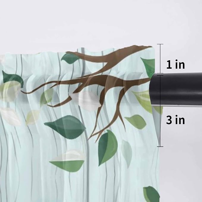 Easter Sheer Valances for Windows 42"x18", Light Filtering Kitchen Curtains