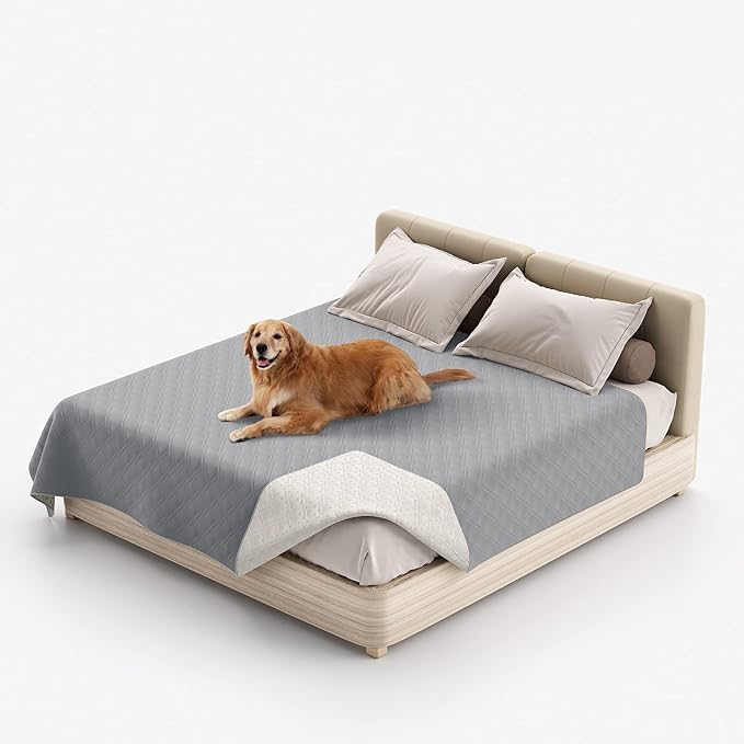 Waterproof Dog Bed Covers for Couch Protection, Water-Resistant Soft Dog Pet Blanket Anti-Slip Dog Blanket for Bed, for Furniture Bed Couch Sofa (Light Gray,52x82inch)
