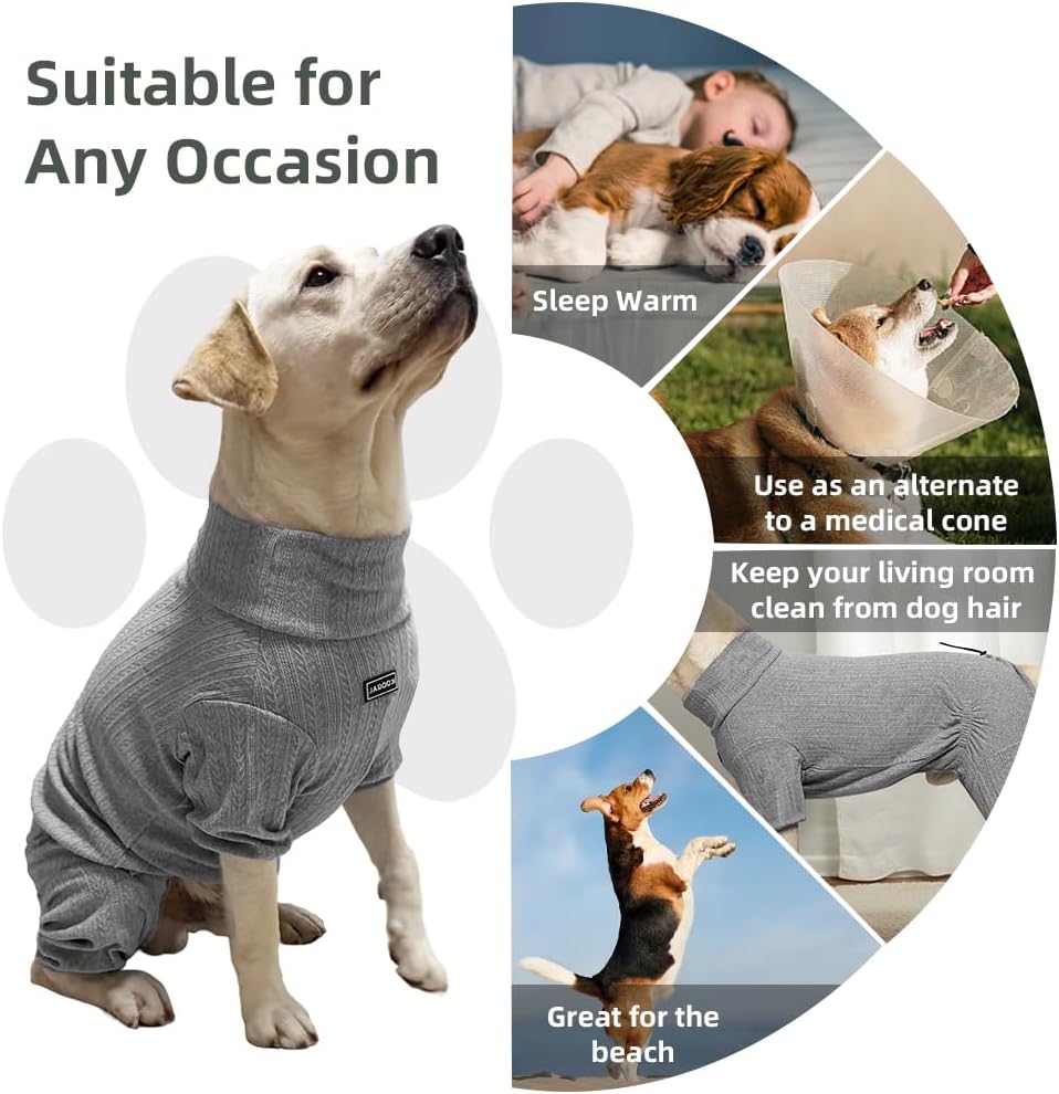 Dog Pyjamas PJS Sweater Clothing and Loungewear Suitable for Large to Giant Breeds of Dogs, Neutering Suits, Extra-Large Stretch Fabric, Four-Legged Dogs Clothes Pyjamas (Sweater Gray, XL)