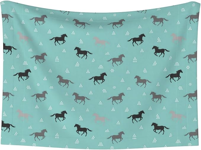 Double Sided Pet Bed Blanket for Added Cushion Warmth, Wild Horses, Reversible Cover with Textured Dot Surface for Existing Beds Standalone Mat