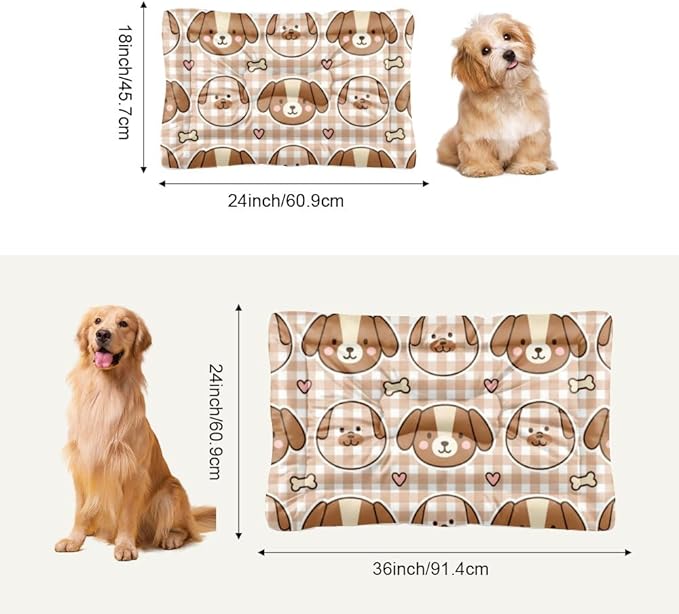 Comfy Dog Bed with Anti-Slip Bottom, Cute Dogs Dog Furniture Pet Pads Crate Bed Ultra Soft Mat for Under Crate for Indoor& Outdoor Sofa Cars, Machine Washable 24 X 36 Inch