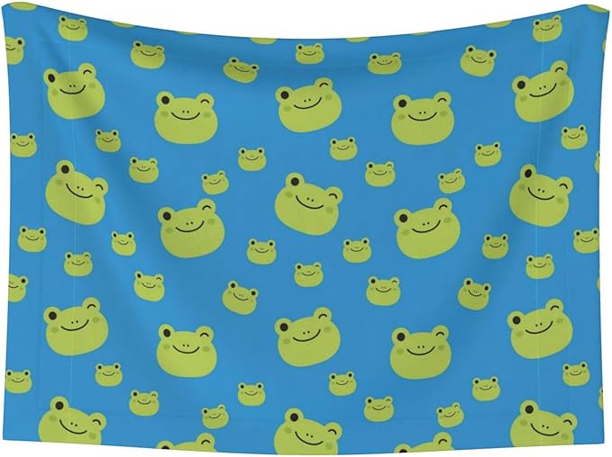 Reversible Plush Throw for Dogs and Cats, Colorful Pattern Adorable Frog Face Pattern, Double Sided Blanket with Nubby Dot Side and Sleek Side Ideal for Cuddling Nesting Security