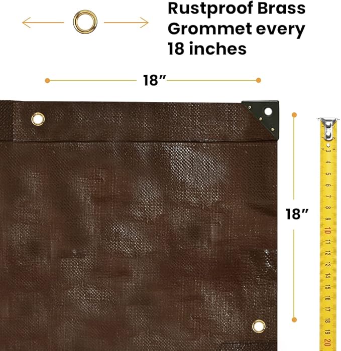 WHITEDUCK Super Heavy Duty Poly Tarp Cover 16 Mil & 10 Mil with Grommets and Reinforced Edges (Brown, White & Silver Black) (Brown- 16 Mil, 100' x 100')