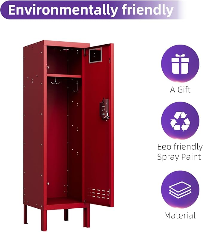 Metal Cabinet Home Office Storage, Lockable Steel Locker with Door, 54" Height, Multi-Purpose for Home, Office, Gym, School, Garage