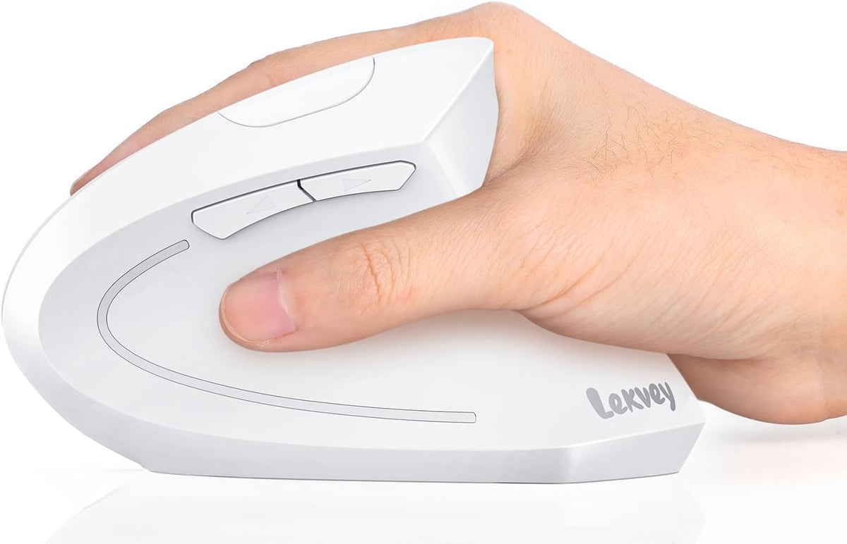Lekvey Ergonomic Mouse, Rechargeable Vertical Wireless Mouse, White