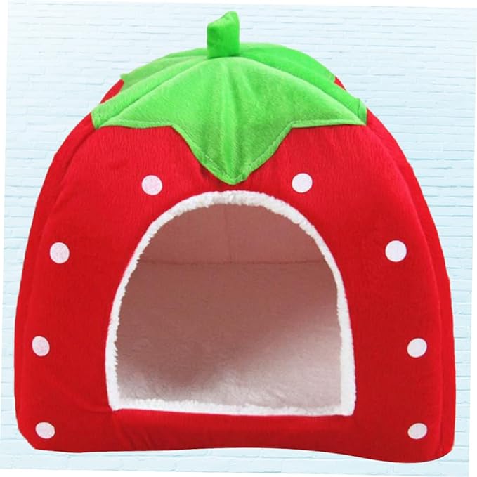 Pet Furniture Pet House Dog Bed Doggie Bed Dog Cot Strawberry Foldable Cat Cave Puppy Sleeping Warm Strawberry Nest Warm Pad