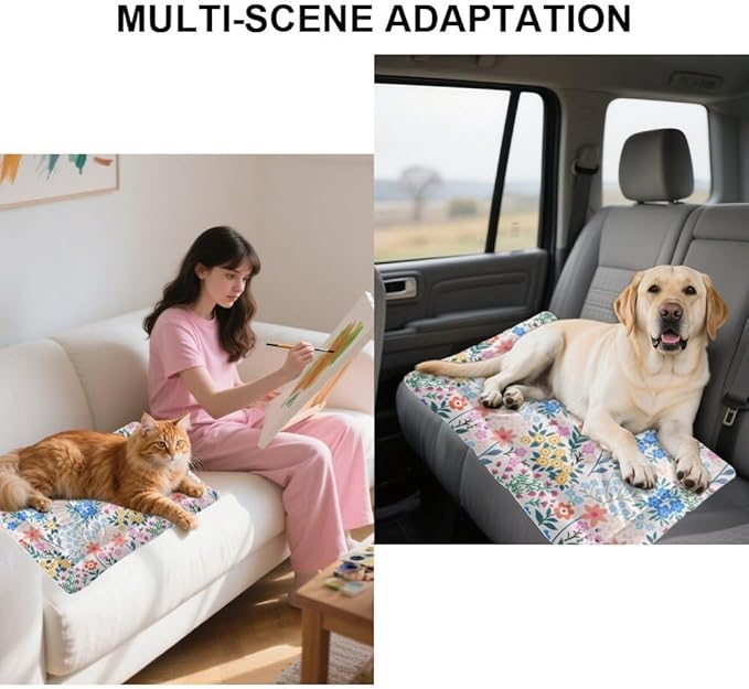 Red Blue and Pink Flowers Dog Bed Non Slip Bottom Soft Pet Bed Dog Anti Slip Bottom Friendly Furniture Multi Scenario Multi Model Pet Mat Gift Printed Outdoor 36× 24 Inch