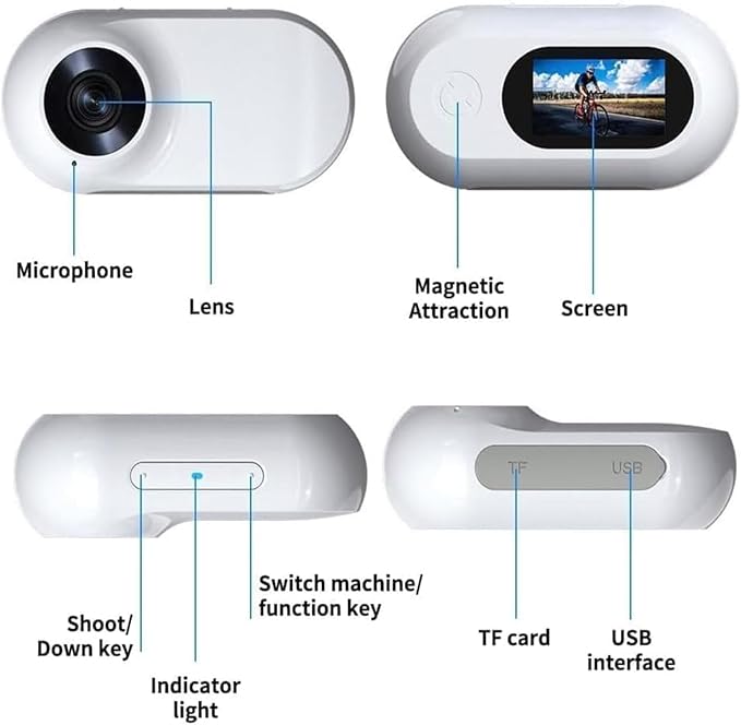 Dog Camera 2.0 Waterproof 1080p Pet Action Camera,Cat Cameras Collar Real Time Feed,Wireless Mini Sport Cam,with 32g Card (White)