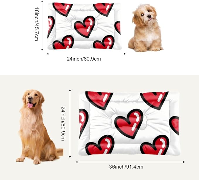 Cute Heart Red Dog Pad Bed Non Slip Waterproof Bottom Dog Warm Mat Chew Proof Dogs Beds Washable Pet Cat Bed Pad Multi Scenario Friendly Furniture 36× 24 Inch