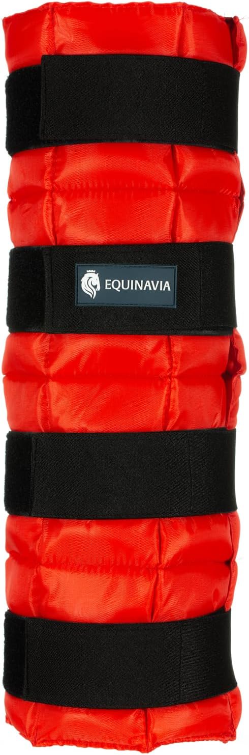 Equinavia Cool Relief Therapy Ice Boots Leg Wraps Pair for Horses, Gel Pack with Adjustable Straps | 16.5" x 15.5" with Storage Bag - Red - Pair - One Size