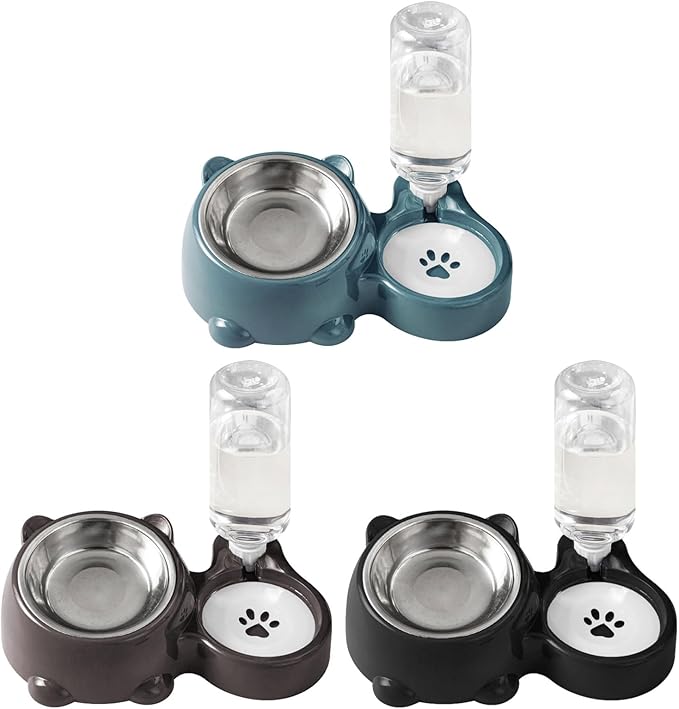 Pet Feeders and Water Dispenser,Removable Stainless Steel Bowl and Automatic Water Dispenser,Pet Feeder and Waterer,for Cats&Dogs