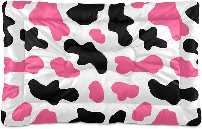 Pet Bed Pink Milk Cow Print Dog Bed Mat Absorbing Non Slip Pad Pet Sleeping Mat for Small, Medium, and Large Dogs Puppy Cat 36 in x 24 in