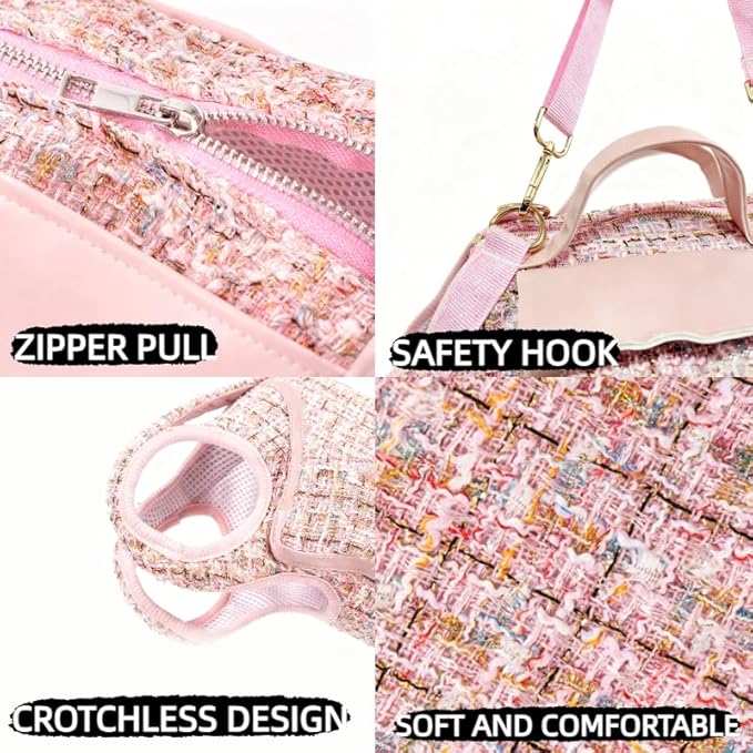 Dog Lift Harness Backpack for Small Dogs, Adjustable Straps Dog Sling Carrier for Hiking, Travel, Outdoor – Pink Medium