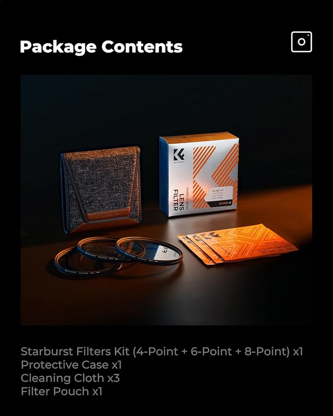 K&F CONCEPT 72mm Star Filters Kit 4 Points 6 Points 8 Points Cross Screen