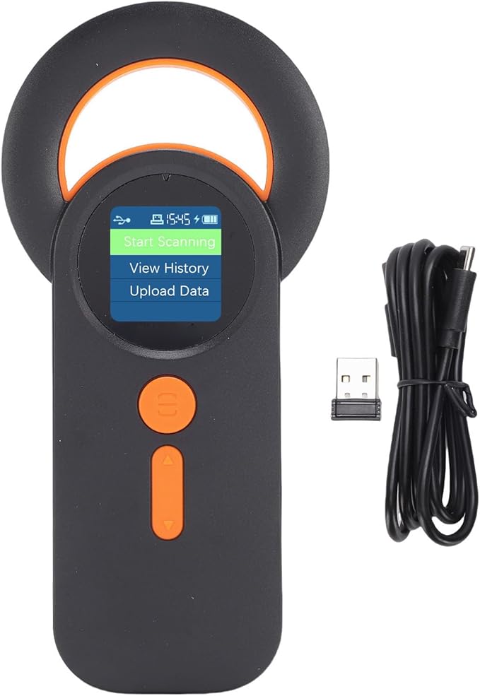 Pet Microchip Scanner, Wireless 2.4G USB Connection, Supports EMID FDX B, 1.44 Inch TFT Screen, Ideal for Dogs and Cats