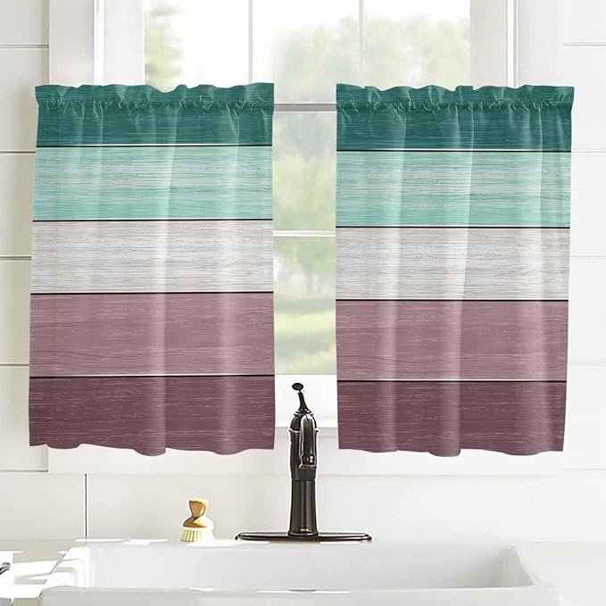 Retro Farm Woodcuts Texture Window Valance Curtains, 2 Panel