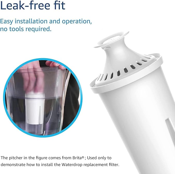 Waterdrop Replacement for Brita® Filters, Dispensers, NSF Certified Pitcher