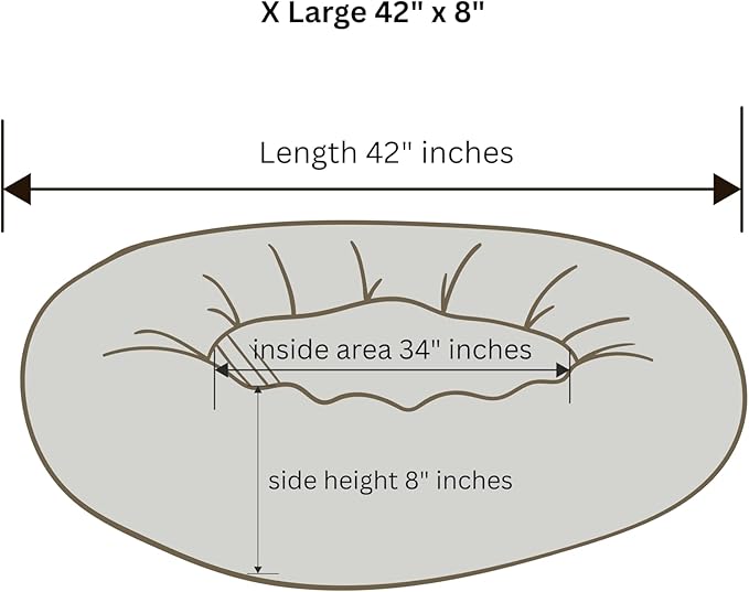 Organic Cotton Canvas Dog Bed: Removable Cover, Natural Fill - Made in USA (Medium Brown, X Large 42" x 8" inches)