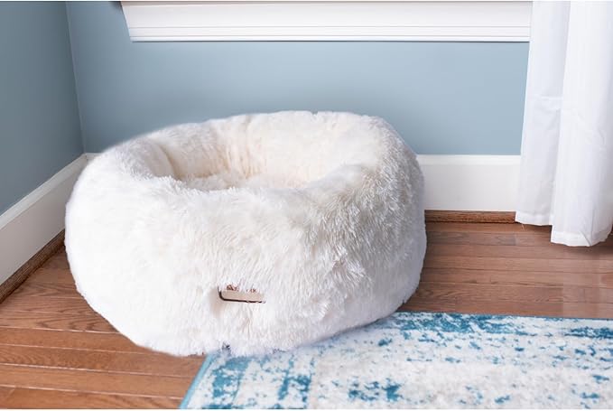 Plush Pet Bed - Ultra Soft Cuddler for Cats & Small Dogs - Skid-Free & Washable - 22x22x8