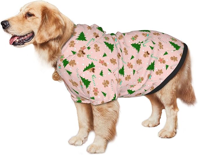 Christmas Gingerbread Men Hoodie,Christmas Cosplay Dog Clothes with Pocket and Hat Winter Clothes Sweaters Xx-Large