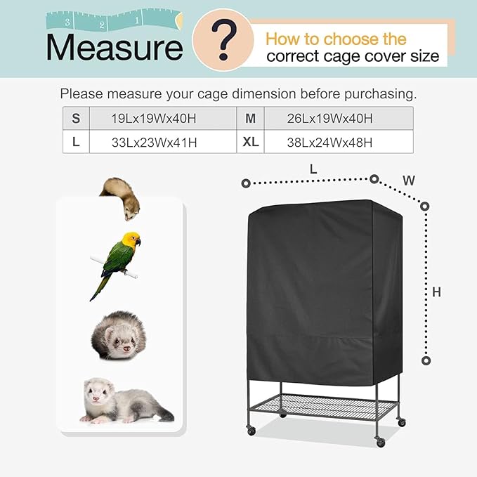 Bird Cover for Cage,Breathable Black Out Lightweight Washable Dust Proof Hood Lovebird Canary Conure Cockatiel Parakeet Pet Night