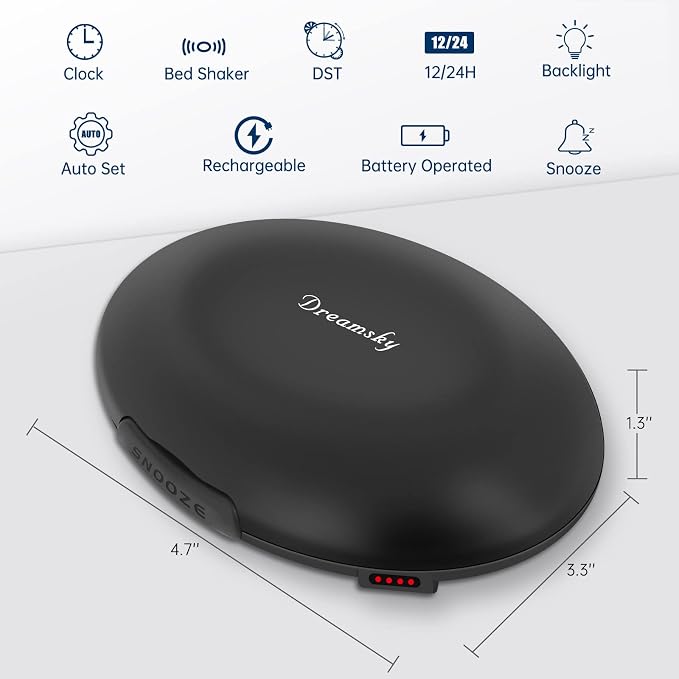 DreamSky Vibrating Alarm Clock for Heavy Sleepers