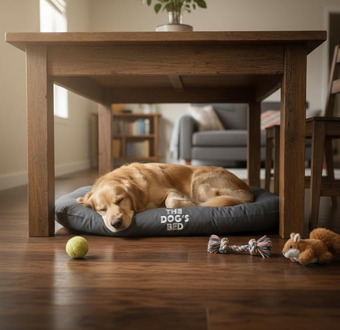 The Dog’s Bed Waterproof Dog Bed for Large Dogs, Grey – Durable Washable Dog Bed for Indoor & Outdoor Use, Tough Oxford Fabric, Removable Cover, Crate Kennel Car Travel Bed