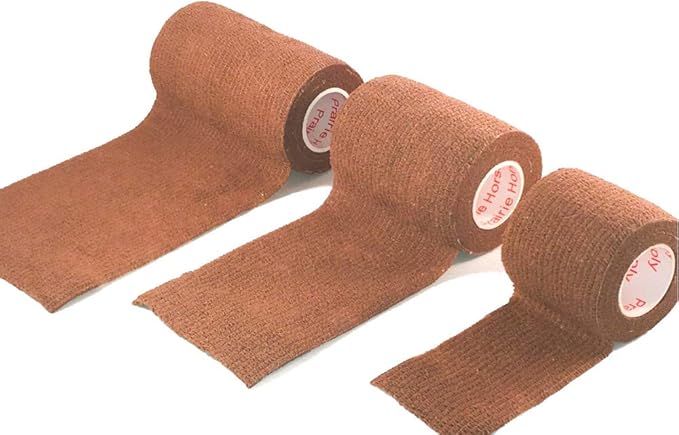 3 Inch Vet Wrap Tape Bulk (Brown) (Pack of 24) Self Adhesive Adherent Adhering Flex Bandage Grip Roll for Dog Cat Pet Horse