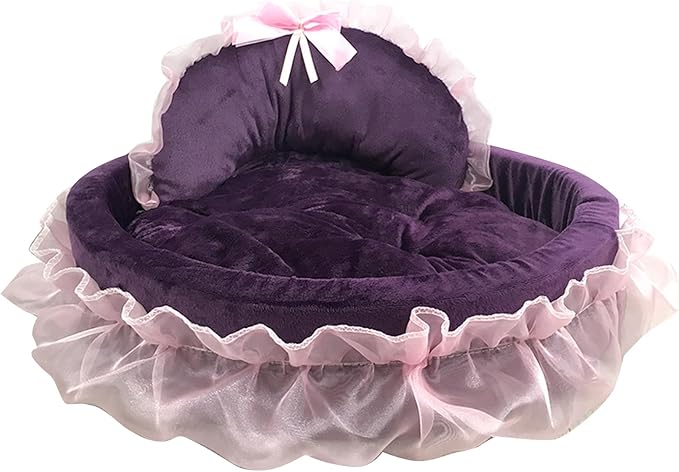 Dog Bed Stylish Lace Princess Nest for Small Puppy Kitten Ribbon Bowknot Princess Pet Bed with Detachable Cushion Pet Furniture