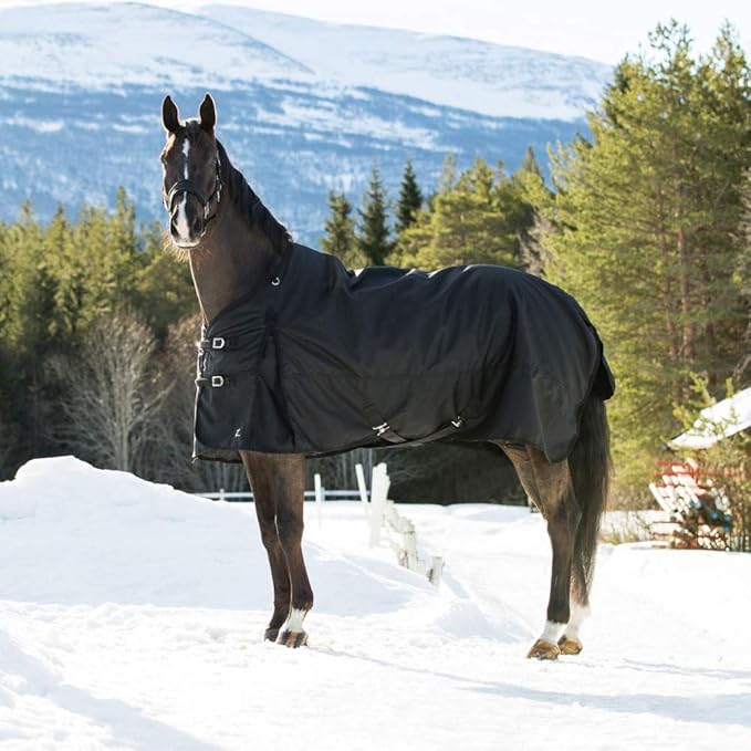 HORZE Nevada Heavy Weight 1200D Waterproof Horse Winter Turnout Blanket (400g Fill) - Black - 84 in