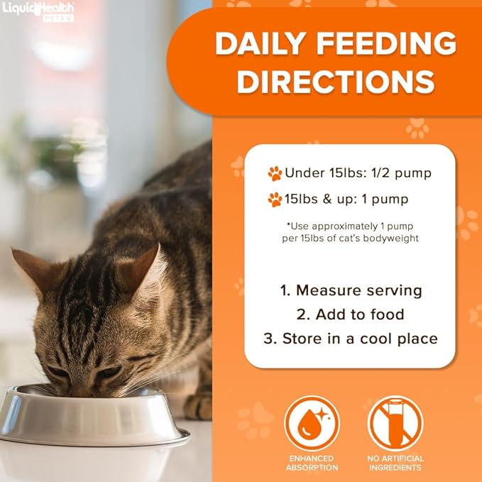 Liquid Health Pets Wild Caught Omega 3 Fish Oil for Cats - Liquid Omega 3 Supplement for Cats with EPA+DPA+DHA - Reduce Itching, Support Joint, Immunity, Brain, Heart Health - Made in the USA (3 Pack)