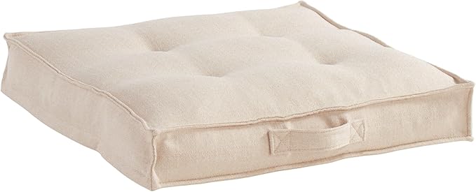 South Pine Porch Mila Square Tufted Pillow Style Dog Bed, Cream, Small (24" x 24")