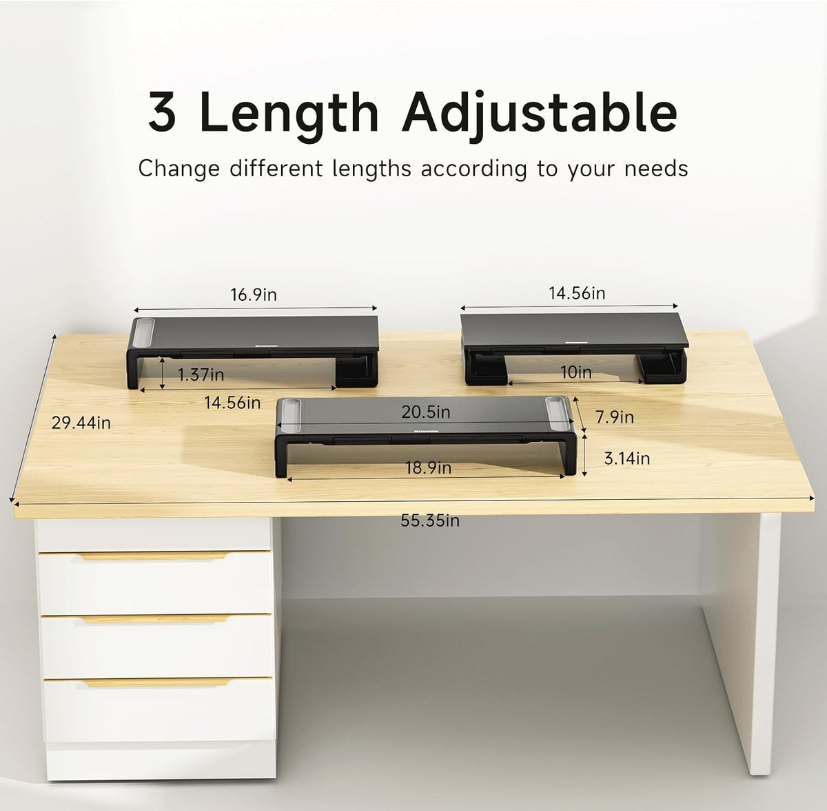 Monitor Stand Riser with Drawer & Phone Holder, Foldable Desk Organizer